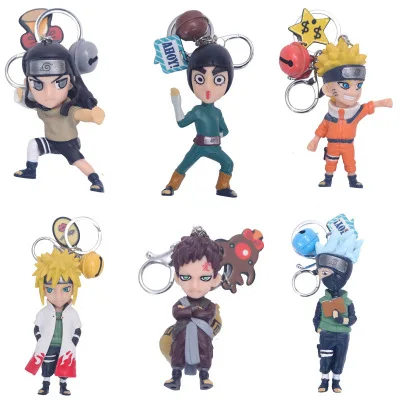 6pcs Брелок в стиле аниме Наруто Саске Какаши Гаара Итачи Neji Deidara Подвески брелок косплей окружающий подарок Llavero - Цвет: 6pcs