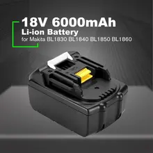 18V 6000mAh литий-ионный сменный аккумулятор, литиионый аккумулятор, замена пакета для Makita BL1830 BL1840 BL1850 BL1860