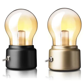 

LED Bulb Night Light Retro Vintage USB 5V Rechargeable Battery Mood Luminaire Writing Desk Table Lights Portable Bedside Lamp