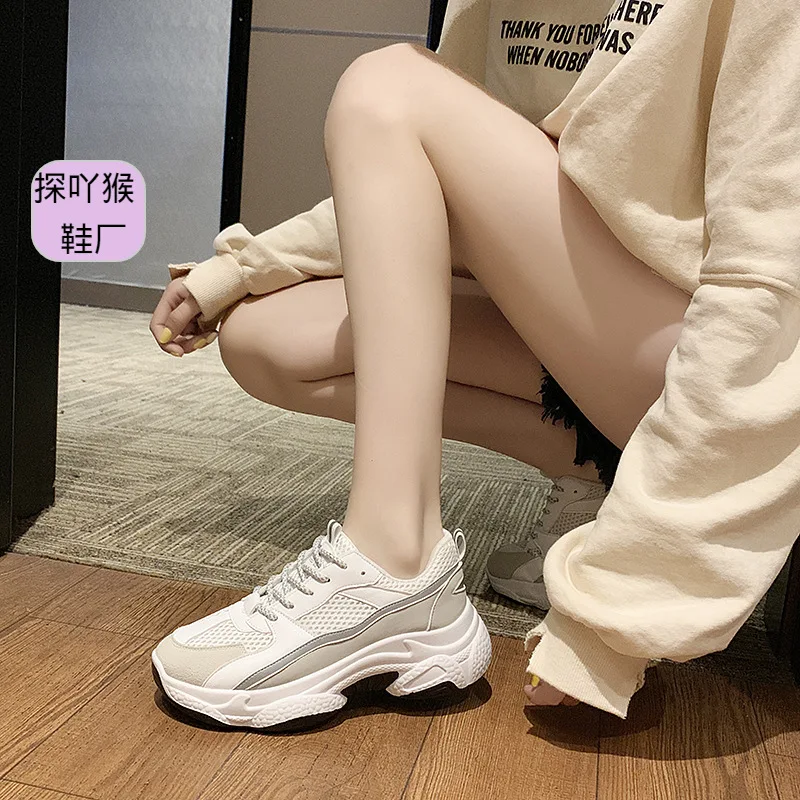 

Mesh Athletic Shoes Korean-style Students Breathable Casual Running WOMEN'S Shoes Trend Reflective Athletic Shoes Fitness New St