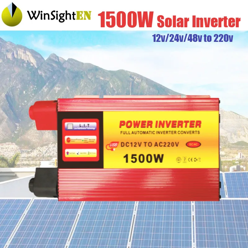 1500W Солнечный инвертор 1000 Вт 1500 Вт 2000 Вт 3000 Вт модифицированный синусоидальный инвертор преобразователь напряжения для дома автомобиля - Цвет: 1500W