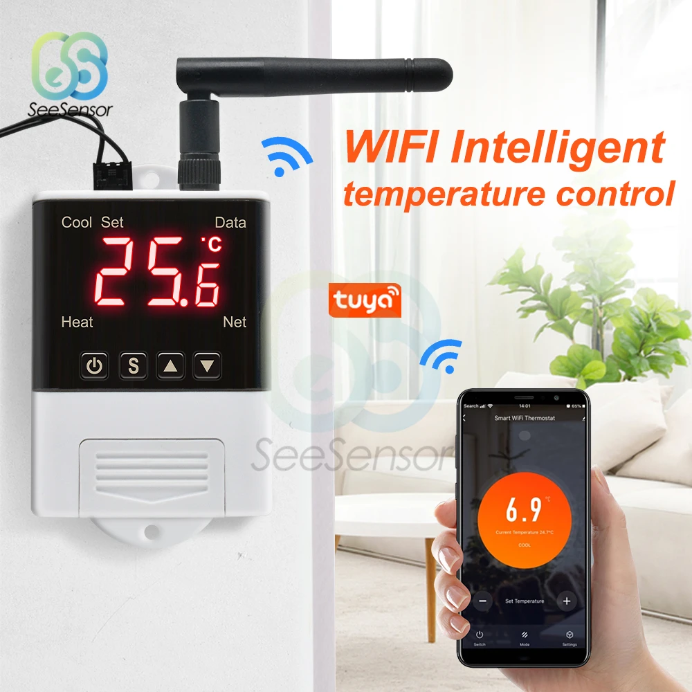 Controlador de temperatura inteligente Wifi, termostato Digital para refrigeración, interruptor de calefacción, NTC/DS18B20, 110V 220V|Instrumentos de temperatura| - AliExpress