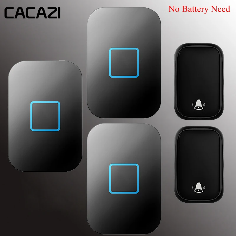 

CACAZI Self-powered Wireless Doorbell Waterproof No Battery Required 150M Remote Smart Ring Door Bell US EU UK Plug AU Adapter