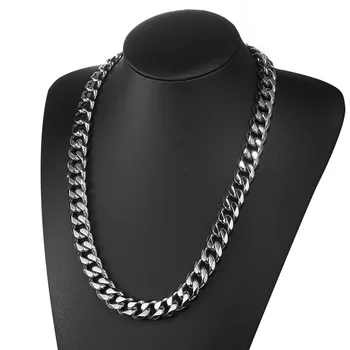 

15MM Stainless Steel Male Necklace with Titanium Steel Personality Pendant Domineering Jewelry Creative Chain