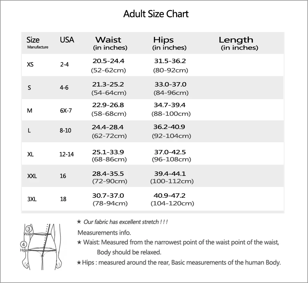 AE adult pant size chart20190806
