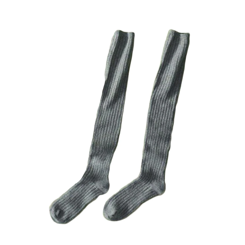 Light Grey Новинка; модные вязаные носки; повседневные Хлопковые гольфы выше колена; высокие носки для девочек и женщин; женские гольфы; - Цвет: Light Grey