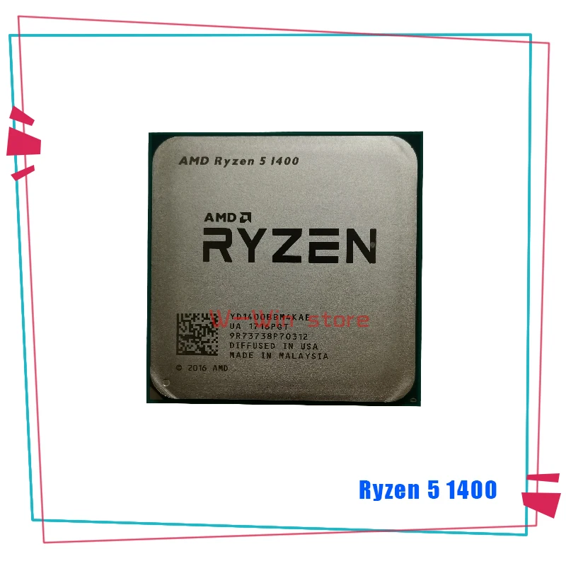 Процессор AMD Ryzen 5 1400 R5 1400 3,2 ГГц четырехъядерный процессор YD1400BBM4KAE разъем AM4 с охлаждающим вентилятором