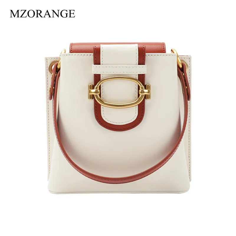 

Genuine Leather Shoulder Buckets Chain Bag in Women's Tote Fashion Color Macthing Luxury Designer Crossbody Bags For Women 2019