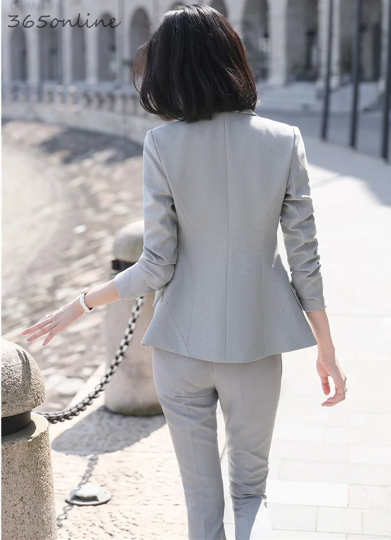 

Ladies Office Fashion Styles Spring Summer Work Wear Business Suits with 2 Piece Set Pencil Pants and Tops Blazers Office Set