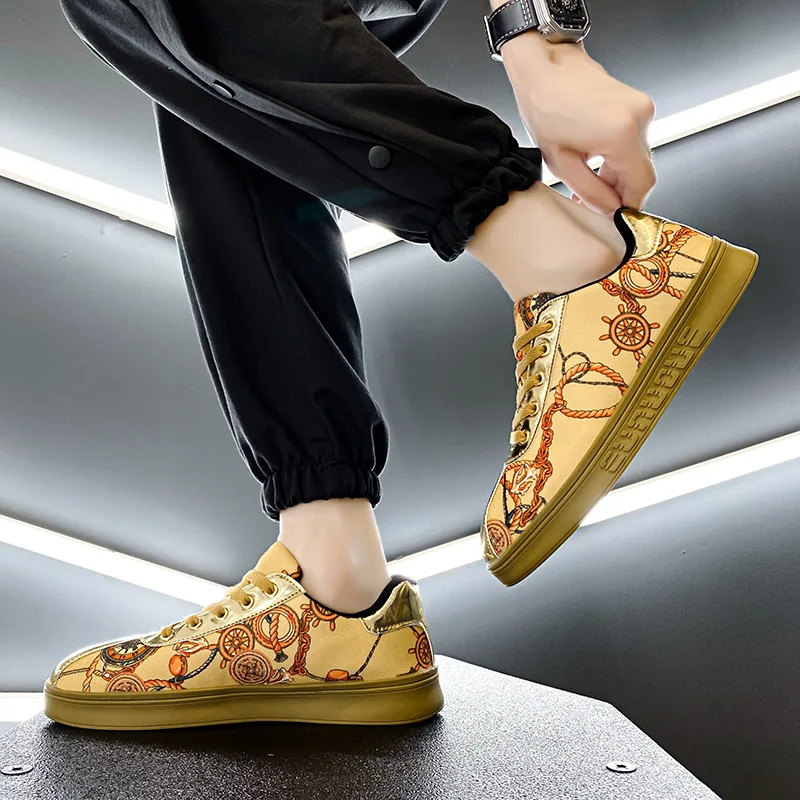 Plus Size 46 Anime Shoes Leather Outdoor Men Flat Sneakers Rubber Walking Flats High Top Zapatillas Hombre |
