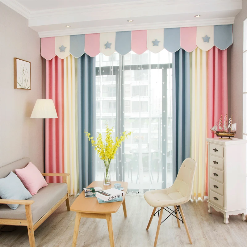 1 Panel Simple Style Splice Stripe Window Curtains For Living Room