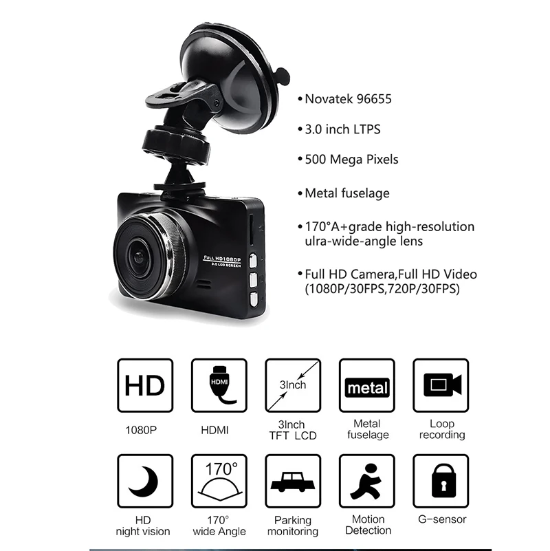 Автомобильный видеорегистратор JUEFAN a119 full HD 1080P Novatek 96655 170 градусов с 6 объективами