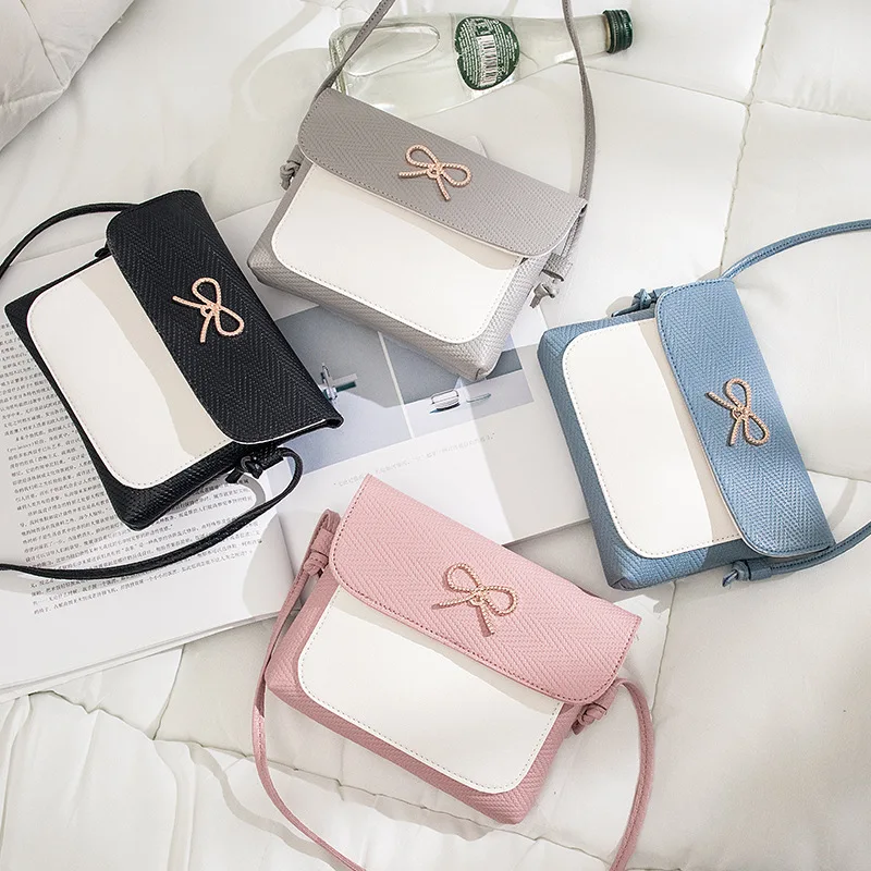 

Korean version of the bow hit color purse 2020 spring and summer new products ladies small fresh cross-body mobile phone bag