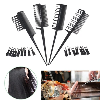 

2 Side Hair Dyeing Comb Adjustable Sectioning Highlight Comb Weaving Cutting Brush Salon Hair Coloring Styling