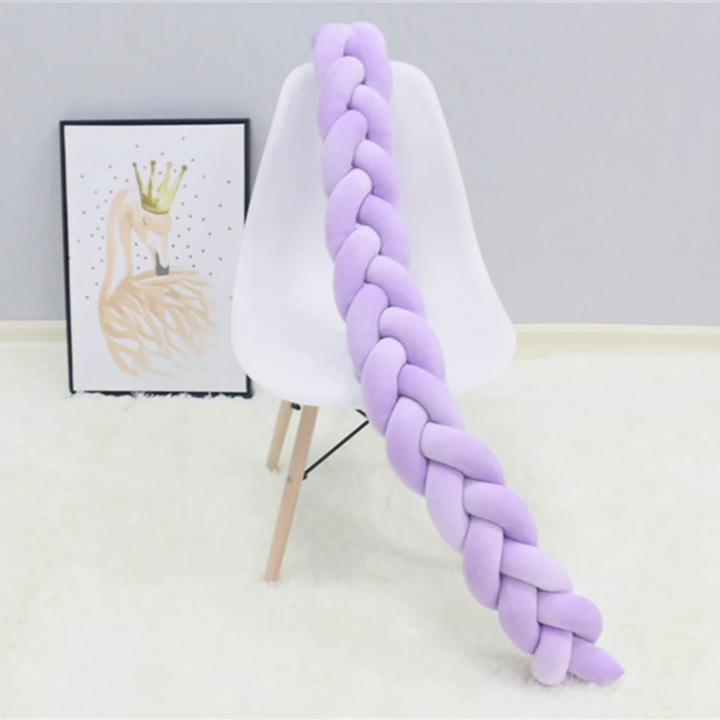 Завязанный плетеные детские кроватки бампер DIY Hand-Made твист окружность кровати узел в полоску подушка