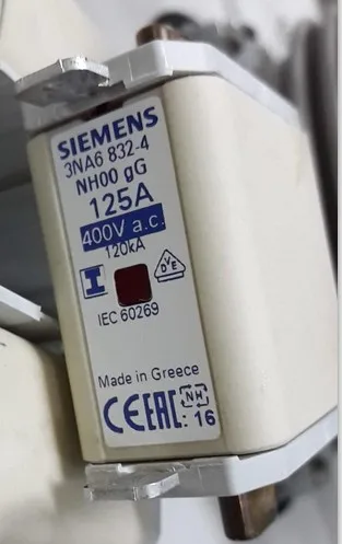 Предохранители: 3NA6832-4 125A 400V gG NH00/3NA7830-7 100A 500V NH00 gG