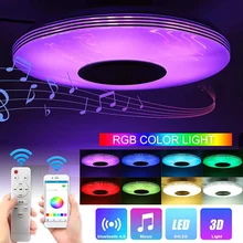 80W Música Luz de Teto Da Lâmpada LED RGB Lâmpada Do Teto Flush Mount Rodada Música APP bluetooth Speaker Inteligente Com Controle Remoto controle