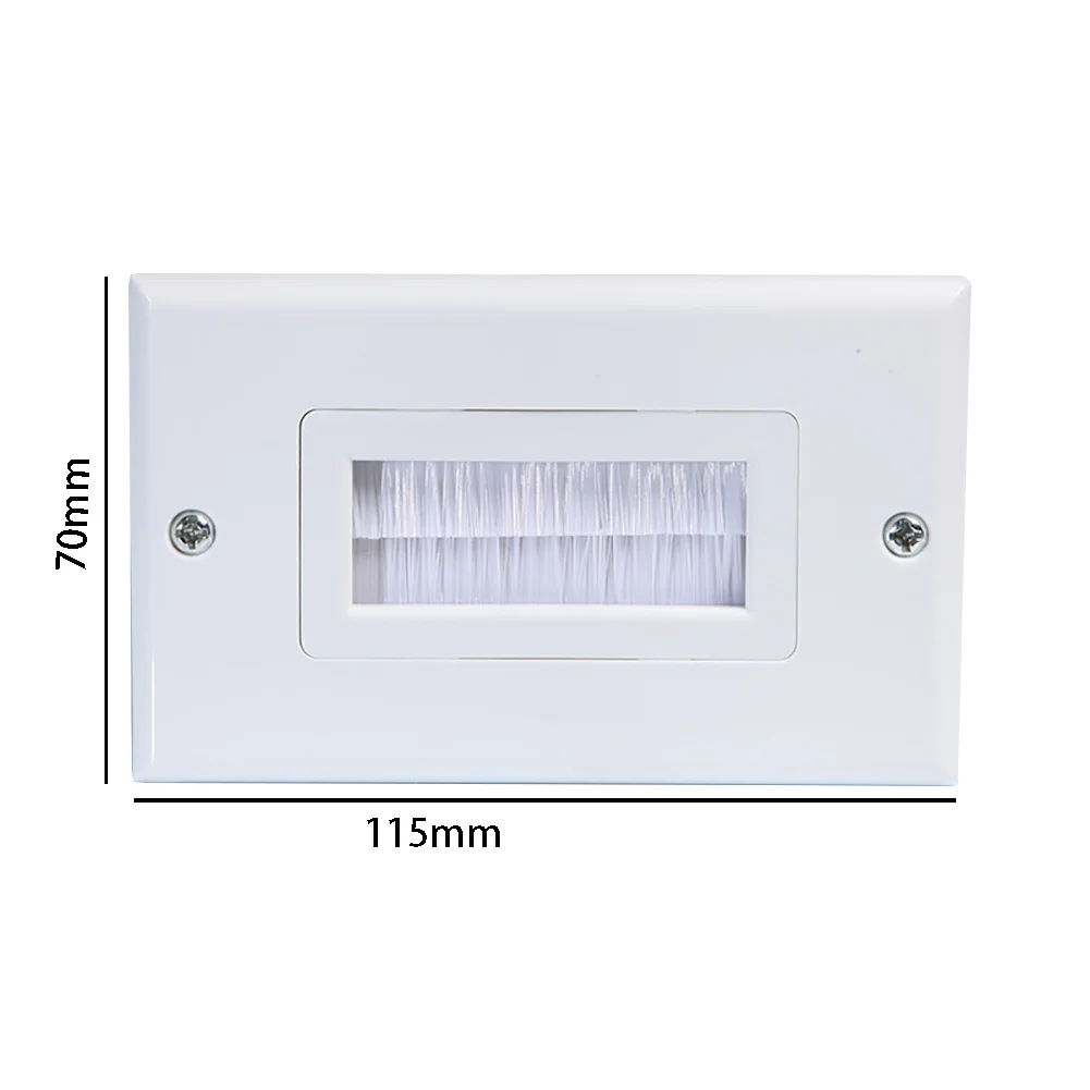 Insert Cover Panel Durable White Anti Dust Cable Pass Through ABS Home Easy Install Single Gang Wall Socket Brush Plate