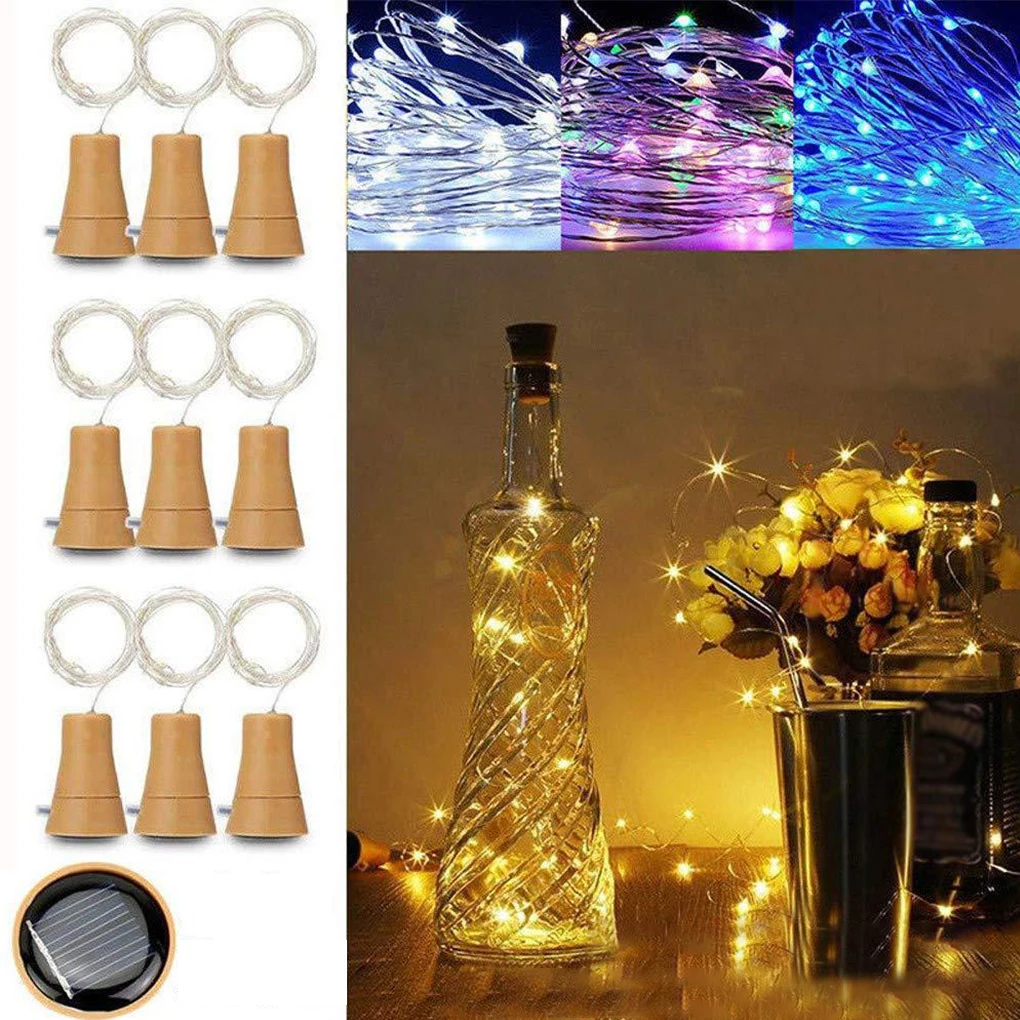 Solar Wine Bottle Lights 10/20 LED Solar Cork String Light Copper Wire Fairy Light for Holiday Christmas Party Wedding Decor
