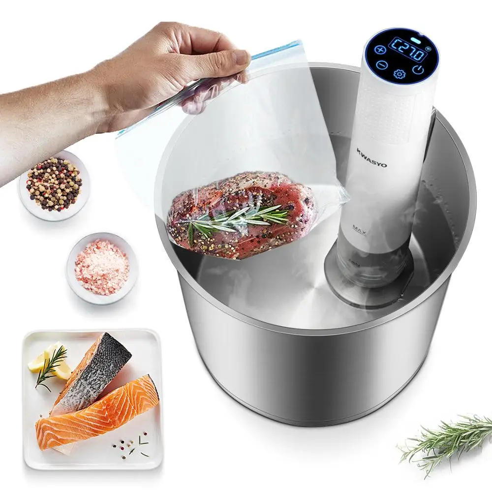 

KWASYO Slow Cooker Vacuum Slow Sous Vide Food Cooker 1000W Powerful Immersion Circulator -Wifi App Smart Control Timer Display