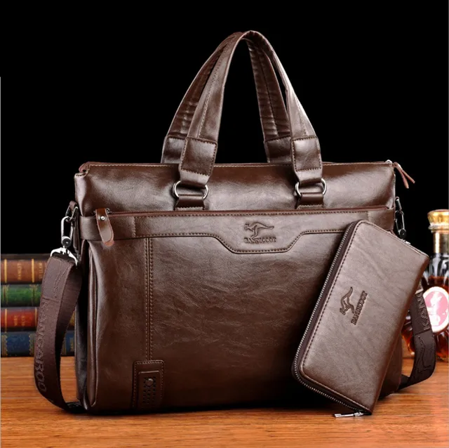 Brand Briefcase Men Bag High Quality Classic PU Leather Men’s Business Handbag Retro Messenger Bags 15 in Computer Laptop bag 2