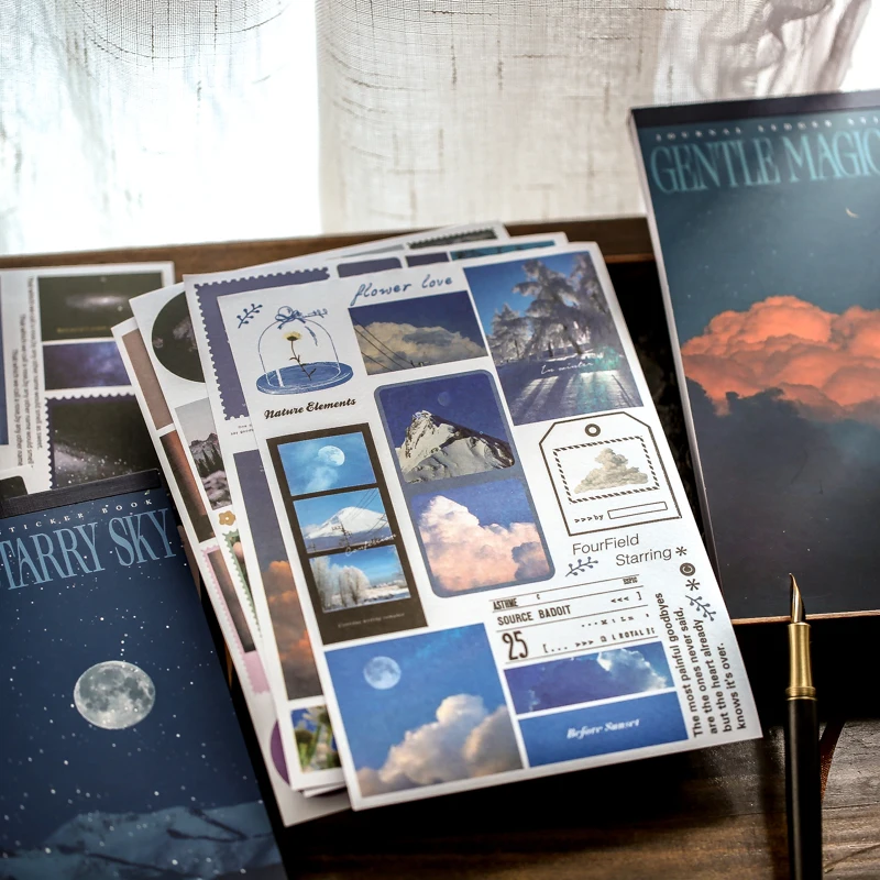 Dimi 50Sheets Retro Blue moon Seriers Magazine Sticker Book Decor Scrapbooking DIY Journal Washi Paper Creative Vintage Memo Pad