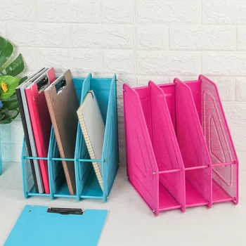 

1PC Desk Organizer Metal Bookends Shelf File Holder Papers Tray Data Storage Rack 3 Tier Stationery Office Data Storage Rack