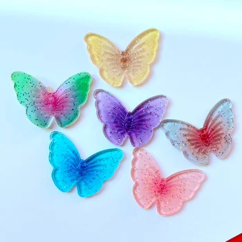 

30Pcs/lots 24*24mm Glitter Butterflies Resin Flatback Cabochon Accessories DIY Crafts BOWKNOT Center Ribbon Ornaments