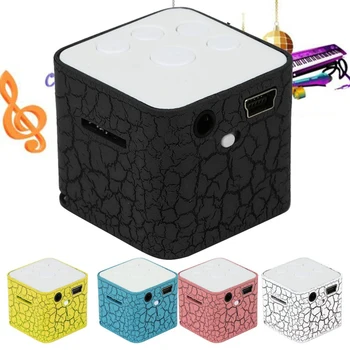 

Portable Mini Speaker Colorful Crack LED Light Small Speaker Sound BoxCube Support Micro SD/TF Card