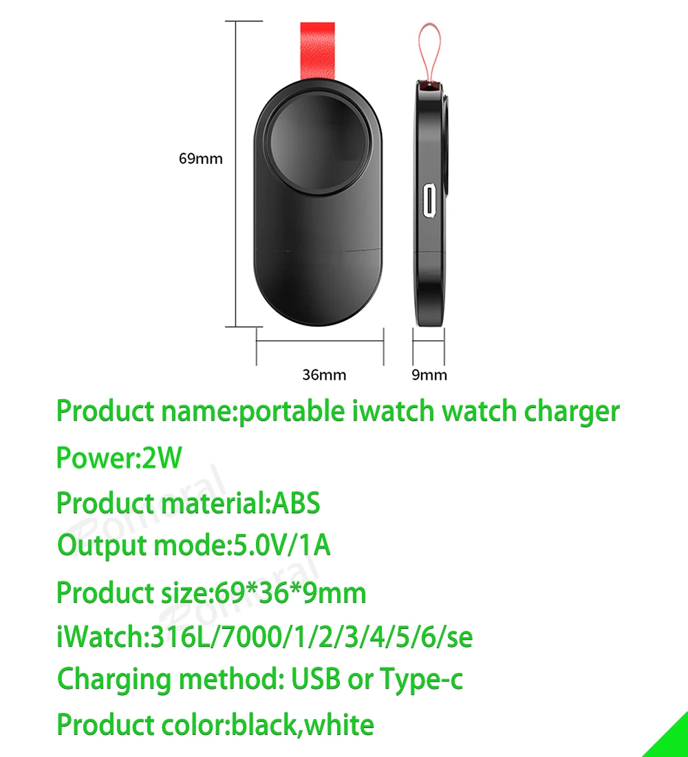 Portable Wireless Charger for IWatch SE 6 5 4 3 2 1 Charging Dock Station USB Charger  for Apple Watch Series SE 6 5 4 3 2 1 flawless legs usb charger