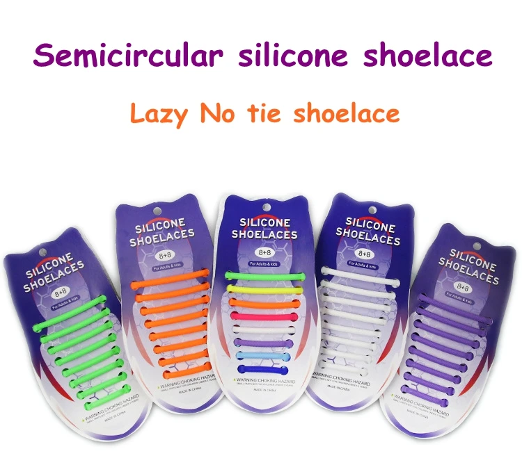 16 teile/satz Halbkreis Elastische Silikon Turnschuhe Schnürsenkel Spezielle Silikon Schnürsenkel Keine Krawatte Schnürsenkel Männer Frauen Schnürsenkel Gummi – Detail 1