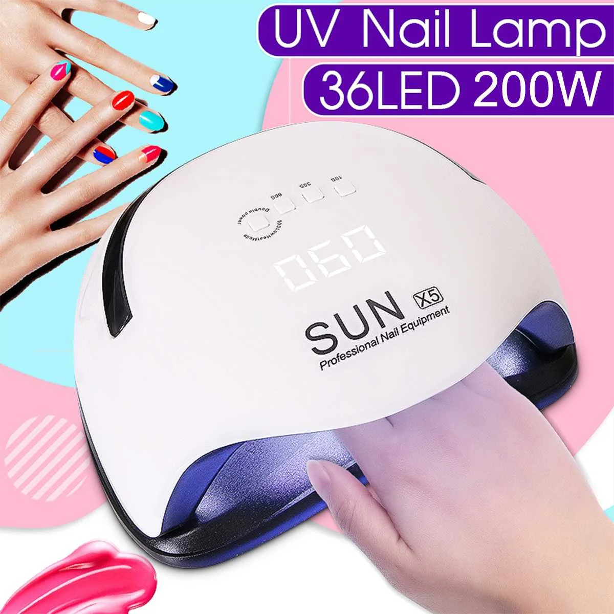 

55W LED/UV Nail Dryer Painless Gel Lamp Intelligent Infrared Sensor Intelligent Timing Quick-Curing Light Manicure Machine