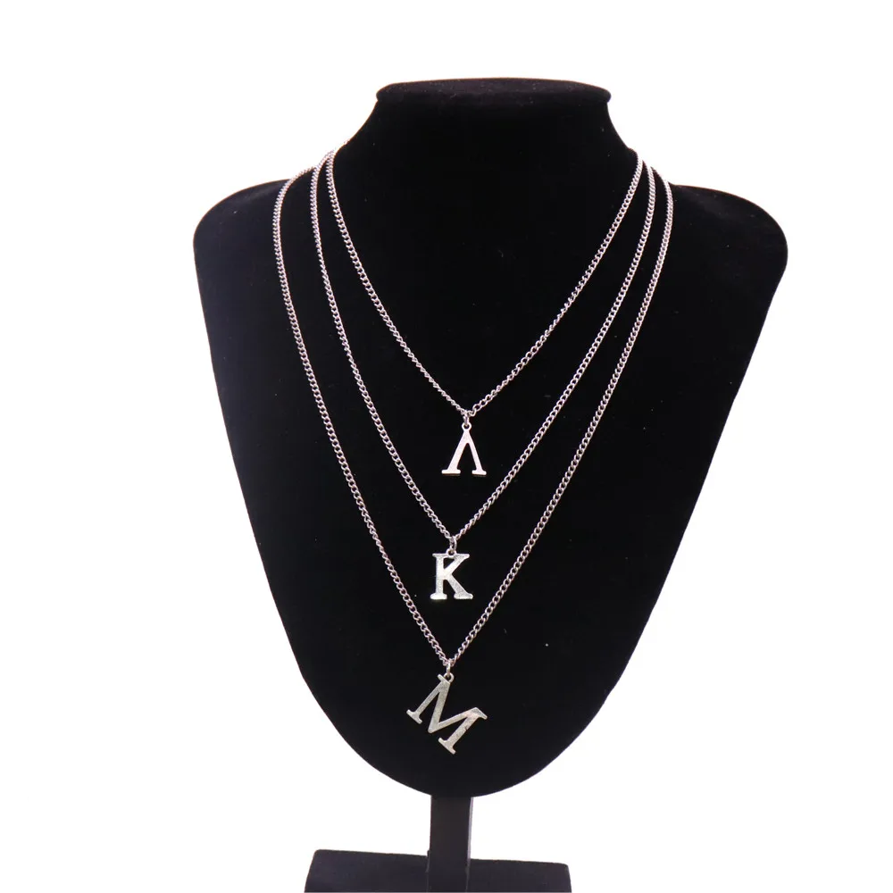 

Handmade Trendy Three Layers Chain Greek Letters Lambda K M Sorority Choker Necklaces Club Jewelry For Women