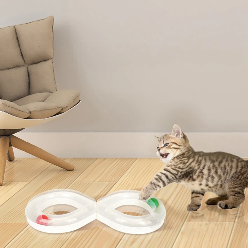 8 образная дисковая Дразнилка для кошки, забавная игрушка для упражнений, интерактивные игрушки для кошек, наклейки для кошек, игрушка для кошек, игрушка для игры в трек с шариком