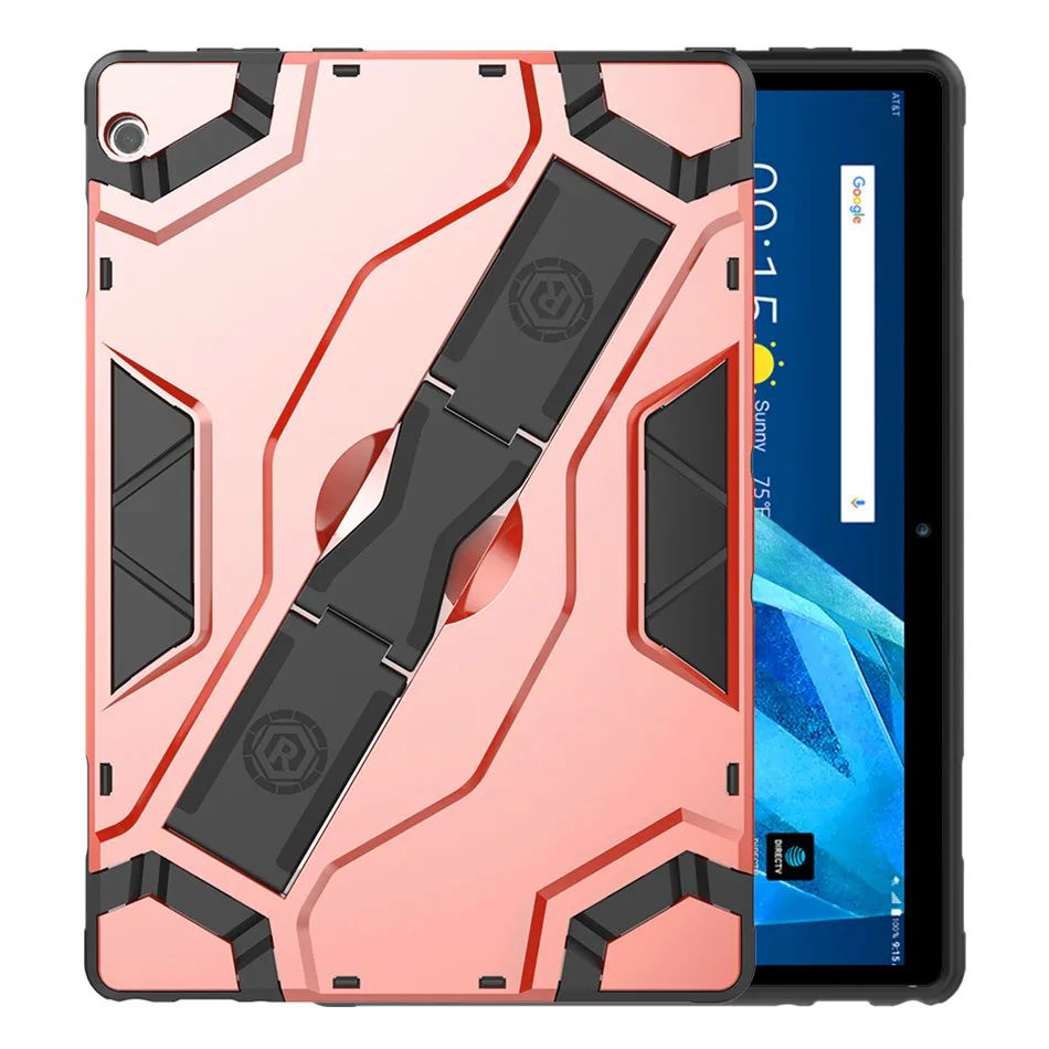 Rose Golden Чехол для lenovo Tab M10 10,1 TB-X605L, чехол для TB-X605F, Гибридный Прочный чехол для планшета, ПК, кожаный чехол-подставка, ремешок+ пленка+ ручка - Цвет: Rose Golden