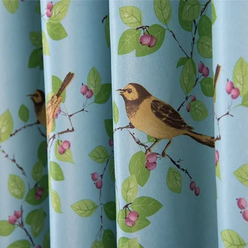 

Small Bird Sparrow Shading Black Silk Shading Curtains Suitable for The Living Room Bedroom Curtain Rural Style Curtains Tulle