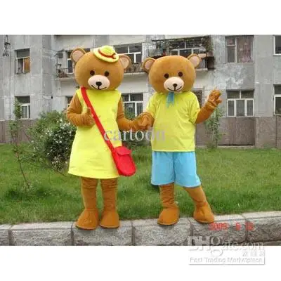 Классический вариант Brother and sister маскот Медведь Костюм для взрослых на Хеллоуин День Рождения мультфильм одежда костюмы для косплея