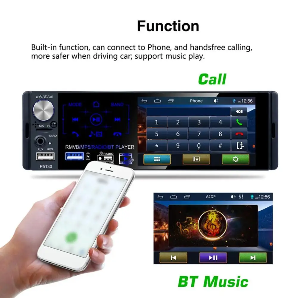 Hd 4,1 дюймов Mp5 сабвуферspeler Touch Capacitief Scherm+ afstandard Bediening+ Vierkante Bediening Black
