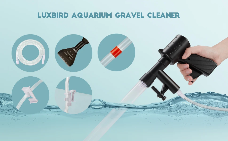 aquarium accessories near me LUXBIRD Aquarium Gravel Cleaner Kit Vacuum Siphon Pump with Filter Hose Fish Tank Water Changer Air Pump Cleaning Accessories aquarium decoration items