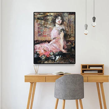 

Cassisy Canvas Art Oil Painting Nicolai Fechin《Lady in Pink》Artwork Picture Art Poster Modern Home Living room Office Decoration