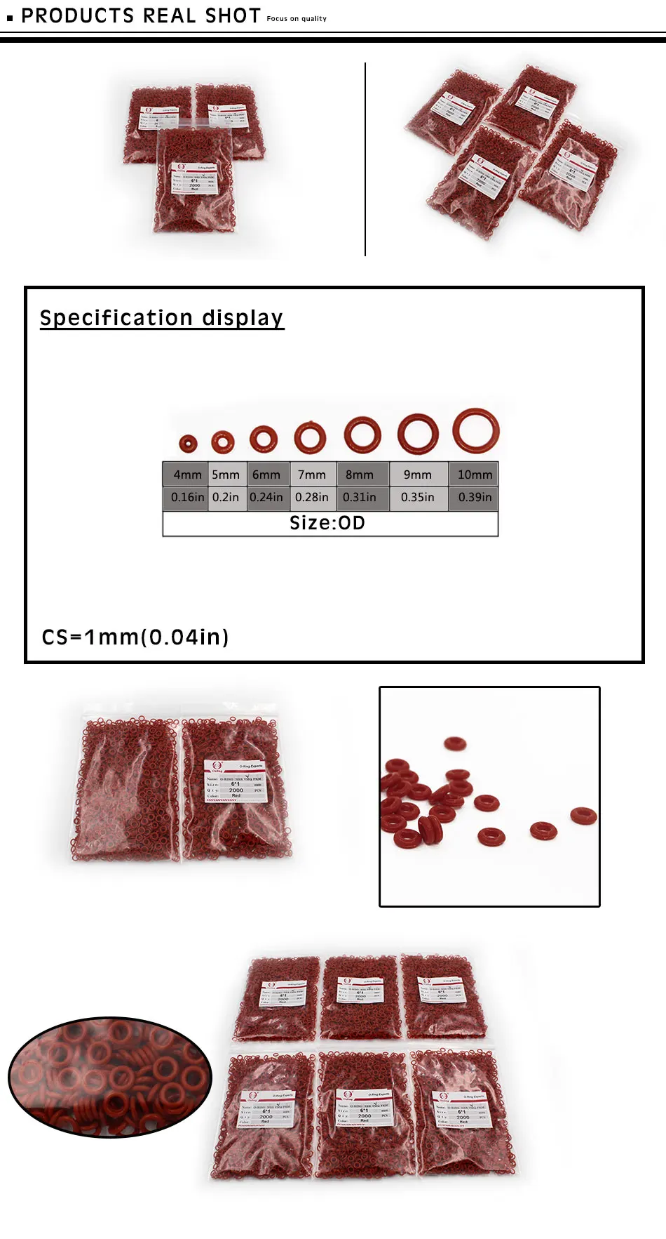 espessura, silicone vmq od4 5 6 7