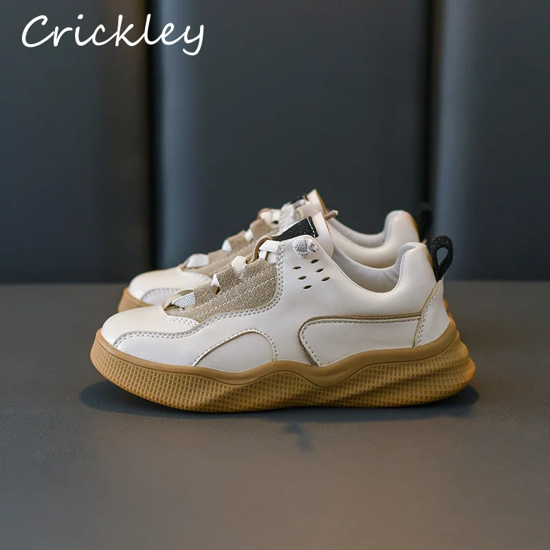 Autumn Unisex Children White Casual Shoes PU Leather Skate Sneakers for Boys Girls Soft Comfortable Flat Kids School Sport Shoes