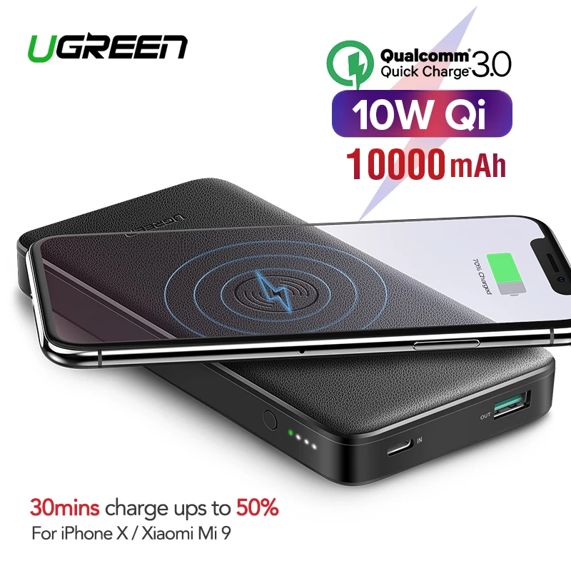 

Ugreen Power Bank 10000mAh Portable Fast Charger Quick Charge 4.0 3.0 QC3.0 Qi Wireless Charging for iPhone 11 Xs 8 PD Poverbank