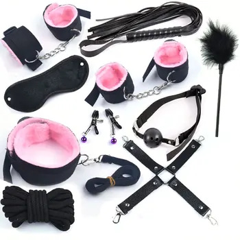 Leather Nylon Handcuffs Whip Mouth Gag Bondage BDSM Kits Sex Toys For Women Bondage Adult Games Exotic Sex Products 6