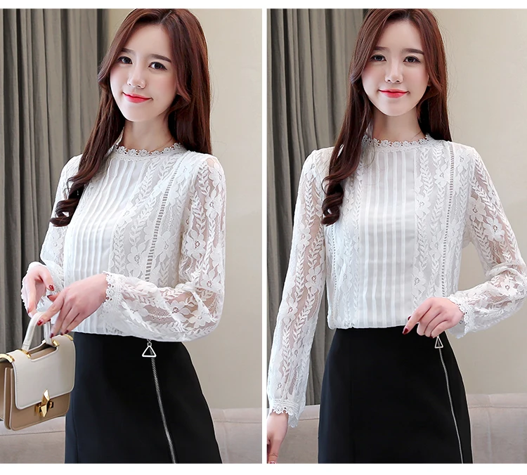 Стиль корейский модная женская одежда кружевная блузка женские рубашки с длинными рукавами Топы 1991 50