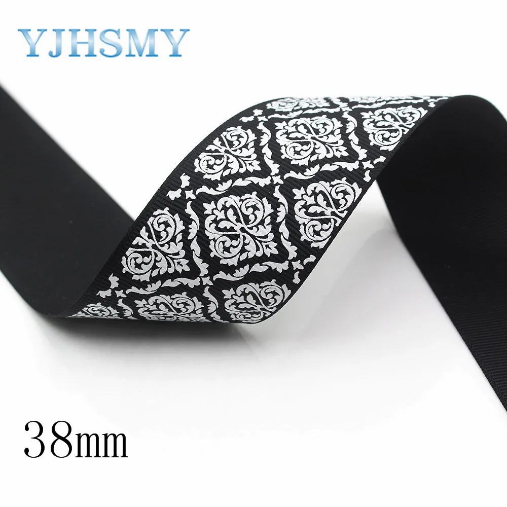 I-191214-2778 YJHMY, I-191214-2767, 10 ярдов 38 мм, красочные геометрические печатные корсажные ленты, одежда лук кепки DIY материалы для украшения - Цвет: I-191214-2778