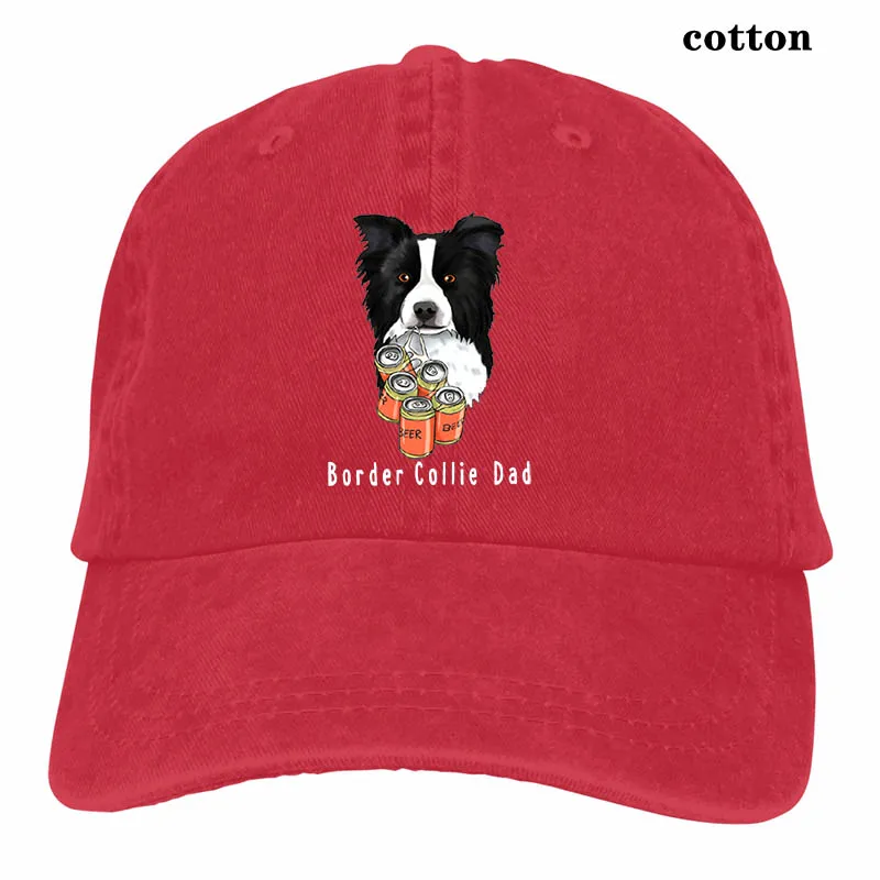 Border Collie(2) бейсболка для мужчин и женщин, бейсболки, модная Регулируемая Кепка - Цвет: 3-Red