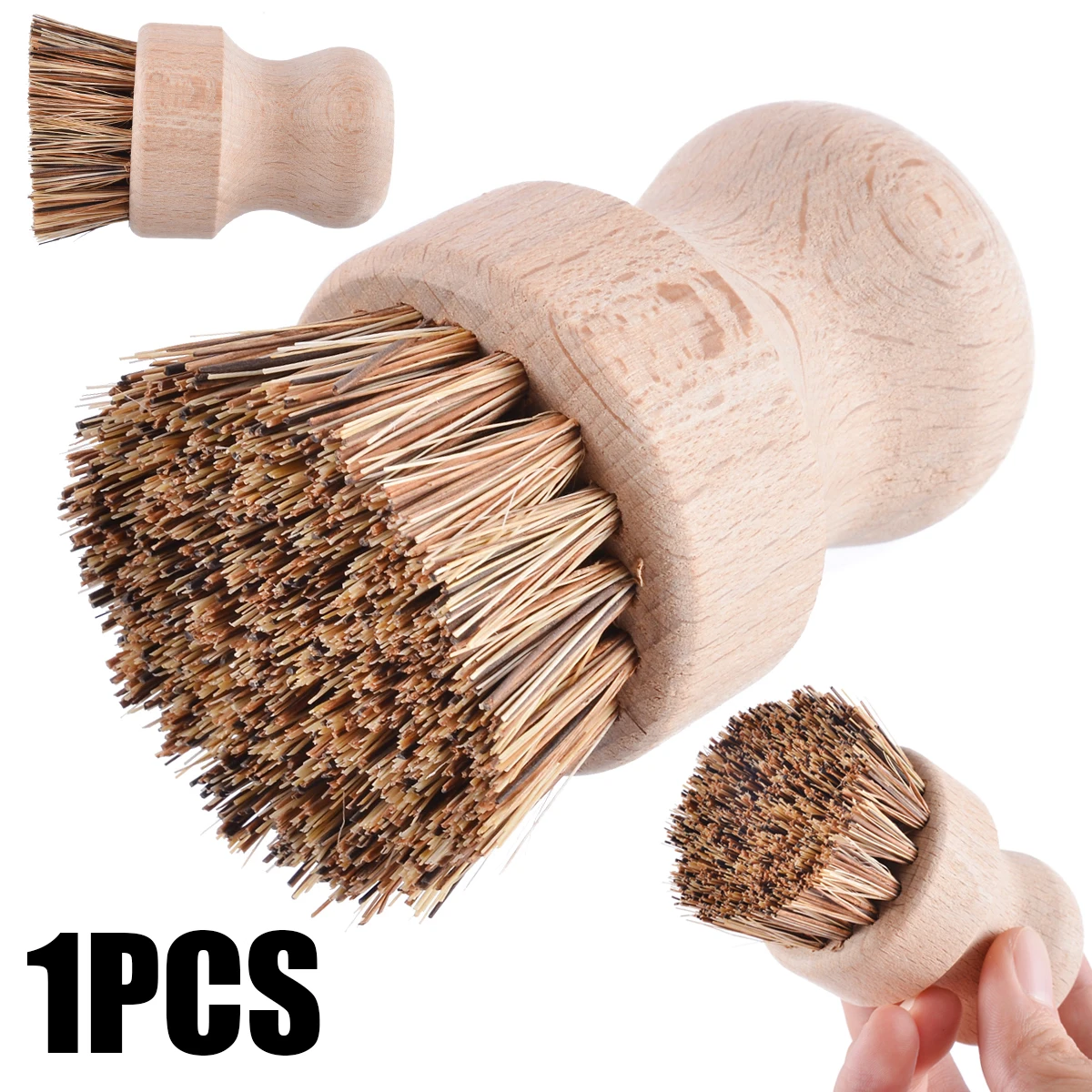 

1pc Handheld Wooden Brush Dish Bowl Cleaning Brushes Household Chores Rub Cleaning Tool