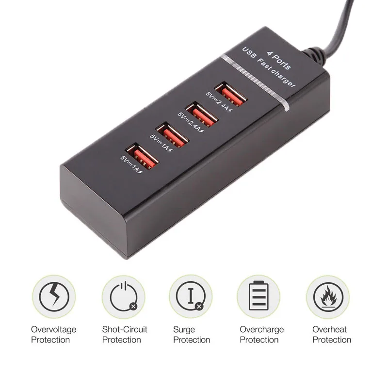 4 порта USB зарядное устройство с настольная Светодиодная лампа адаптер мобильный телефон Быстрая зарядка для iPhone XR XS X 8 7 6s iPad samsung универсальный