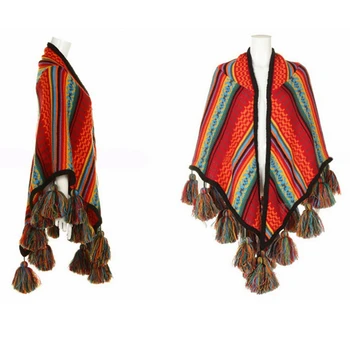 

Retro Bohemian Shawls Female National Style Temperament Tassels Colorful Stripe Fashion Cashmere-like High Quality Warm Scarf